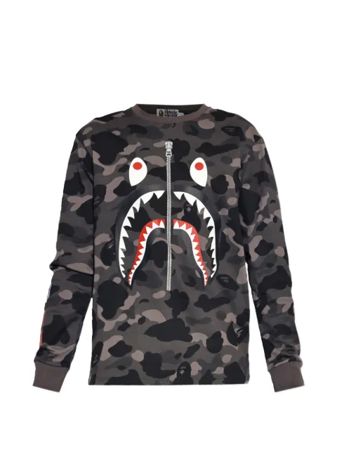 A BATHING APE® camouflage-print shark-detail T-shirt