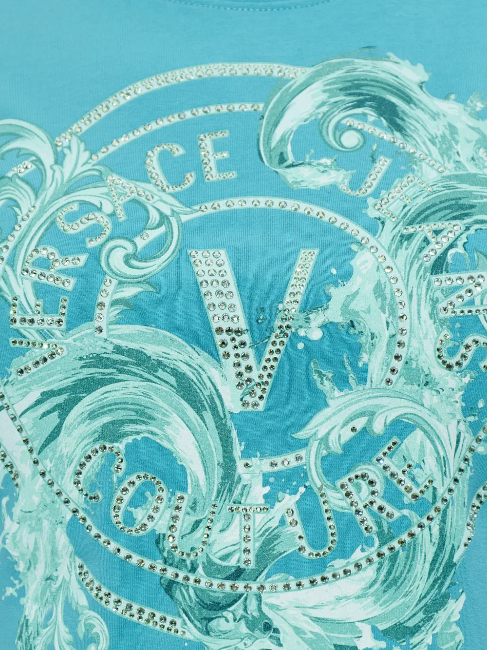 Versace Jeans Couture Verfraaide jurk met print Blauw