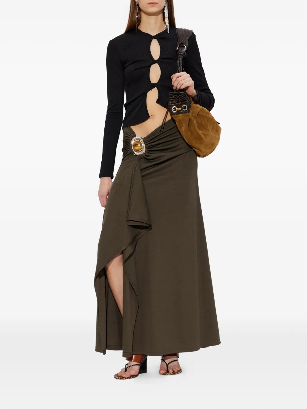 Christopher Esber Occhio Crystal Cascade maxi-rok Groen