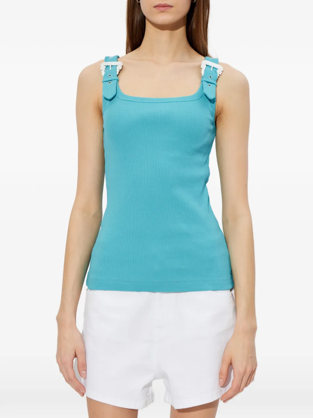 Versace Jeans Couture Baroque-buckle tank top - Blu