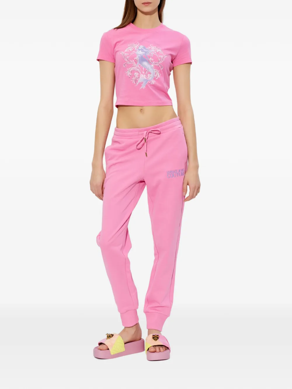 Versace Jeans Couture Katoenen T-shirt met zeemeerminprint Roze