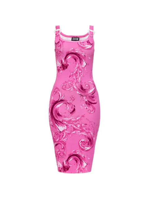 Versace Jeans Couture Chromo Couture-print buckle-straps midi cotton dress