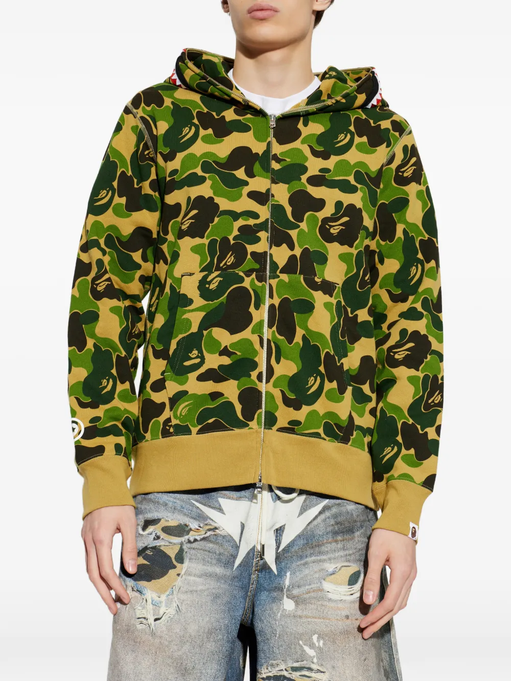 A BATHING APE Hoodie met camouflageprint Beige