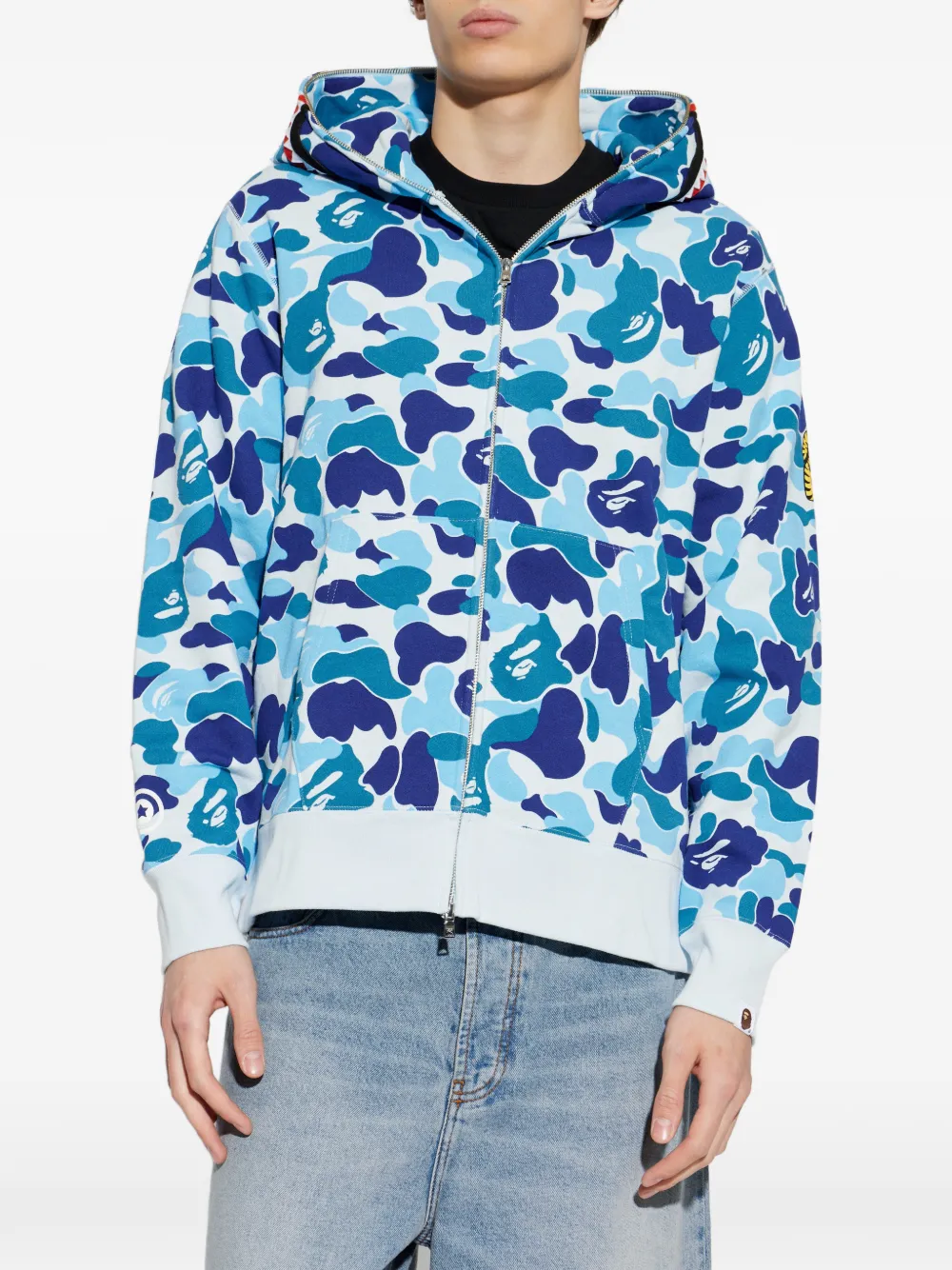 A BATHING APE Hoodie met camouflageprint Blauw