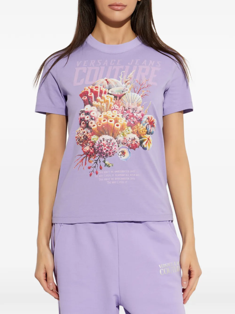 Versace Jeans Couture T-shirt met grafische print Paars