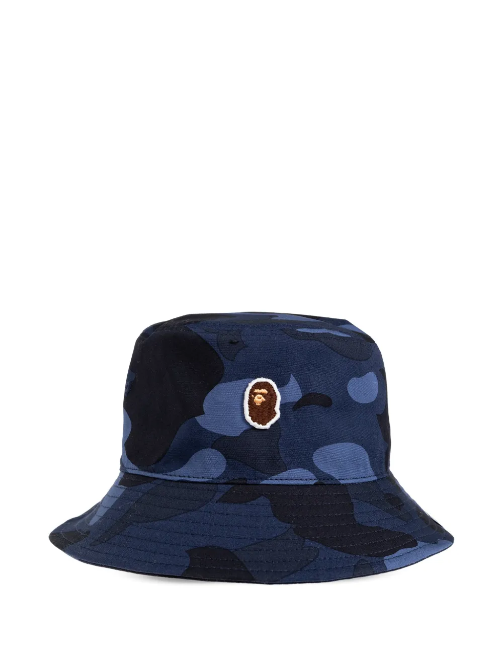 A BATHING APE® logo-patch camouflage-print bucket hat - Blu