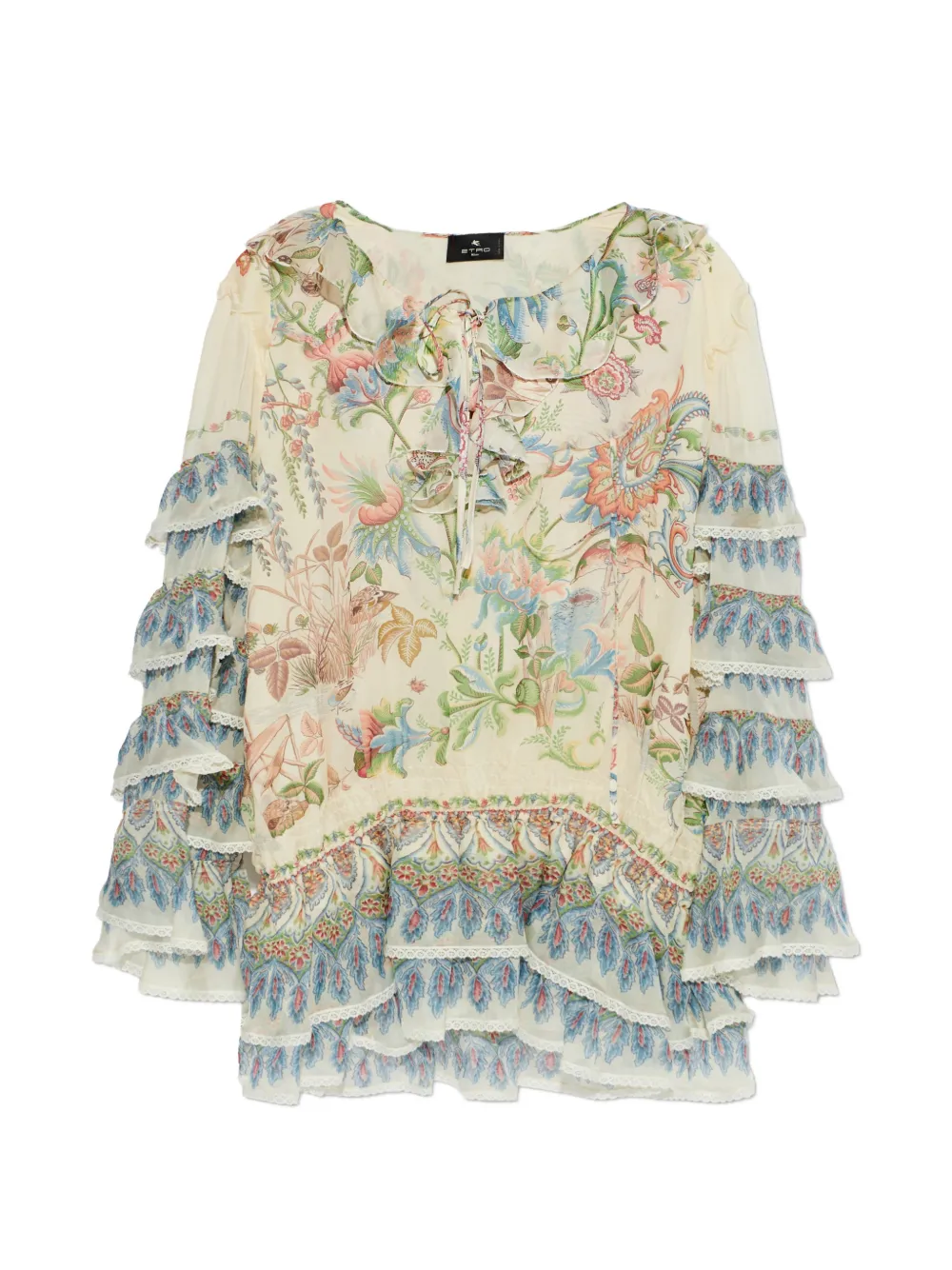 ETRO floral-pattern ruffled mini dress - Toni neutri