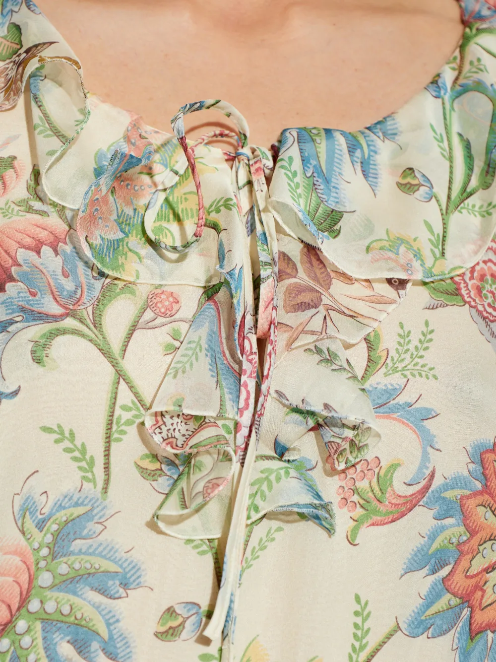ETRO Mini-jurk met bloemenprint en ruches Beige