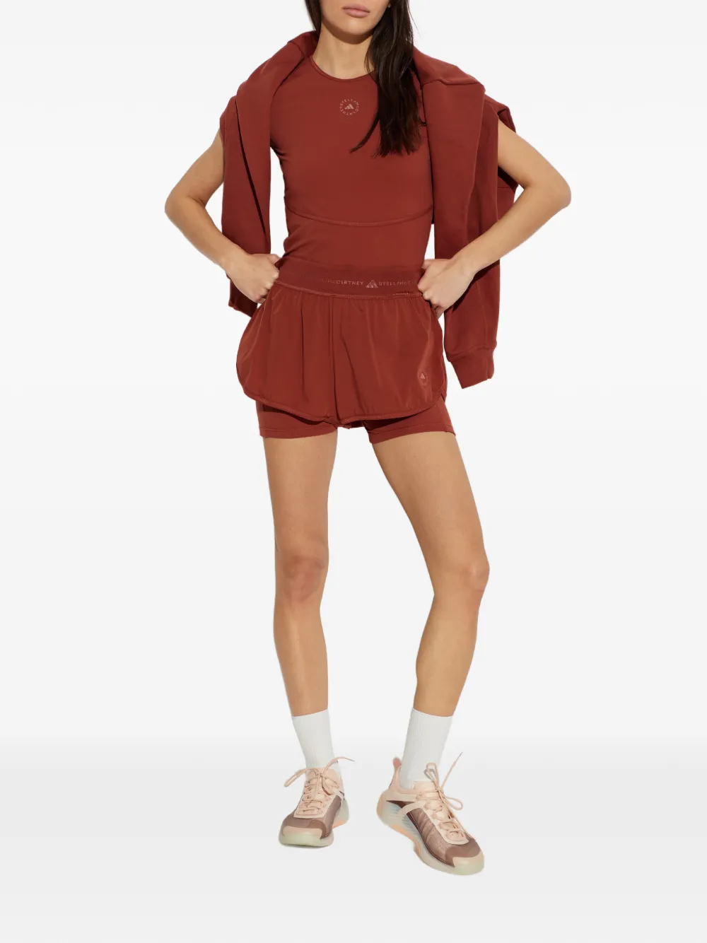 adidas by Stella McCartney Trainingsshorts met logoband Bruin