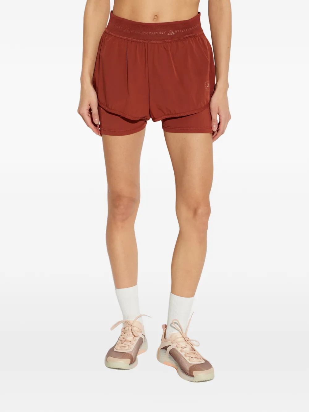 adidas by Stella McCartney logo-waistband training shorts - Marrone