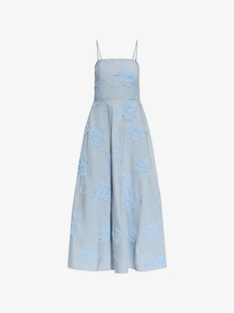 ROTATE BIRGER CHRISTENSEN flared midi strap dress light blue