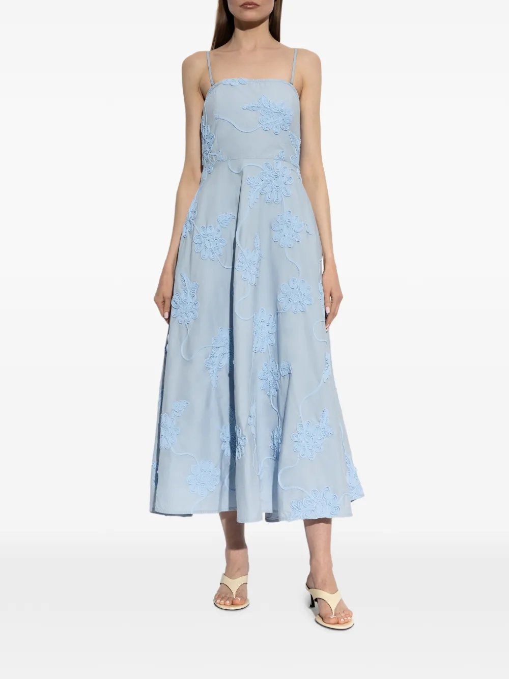 ROTATE BIRGER CHRISTENSEN Flared midi-jurk met bandje Blauw