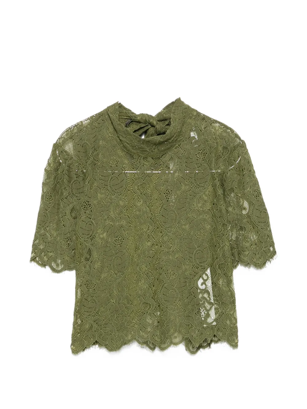 IMPERIAL pussy-bow lace blouse - Verde