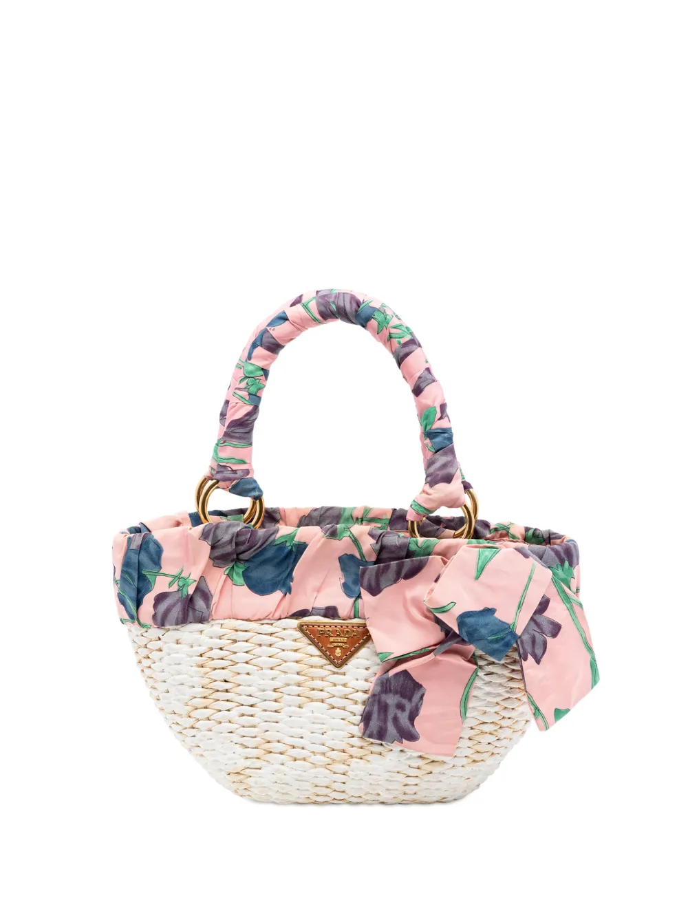 Prada Pre-Owned 2010-2025 Straw Floral Ribbon handbag - Marrone