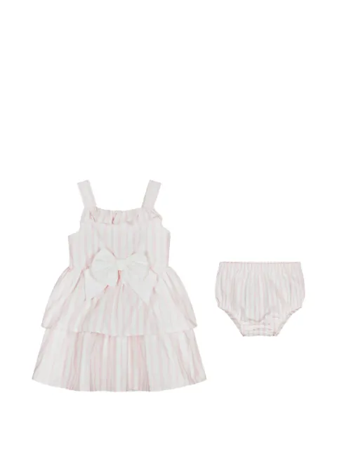 CACHAREL KIDS striped-pattern bow-embellishment dress set (set of two)