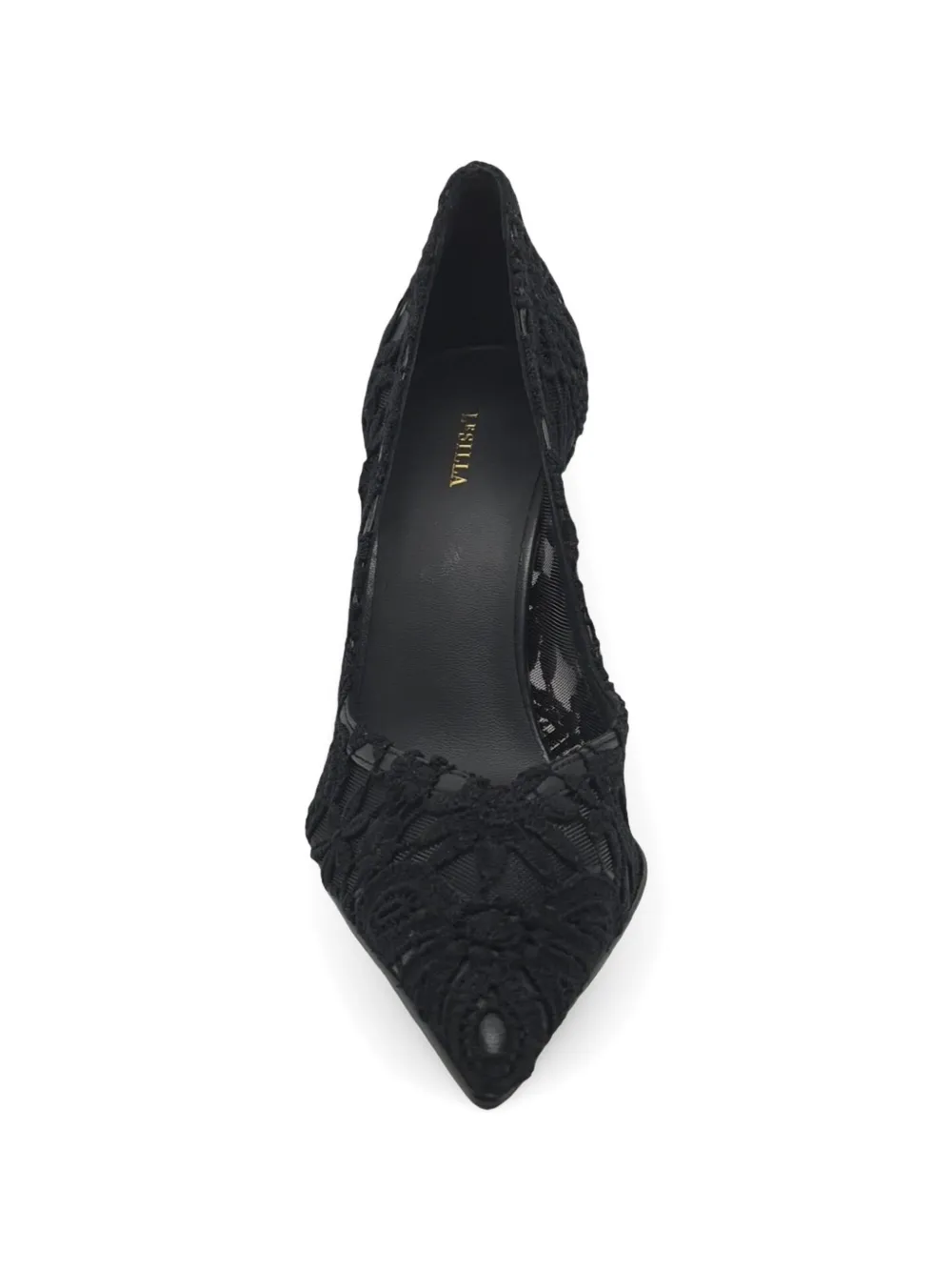 Le Silla Pumps met bloemenkant en hak Zwart