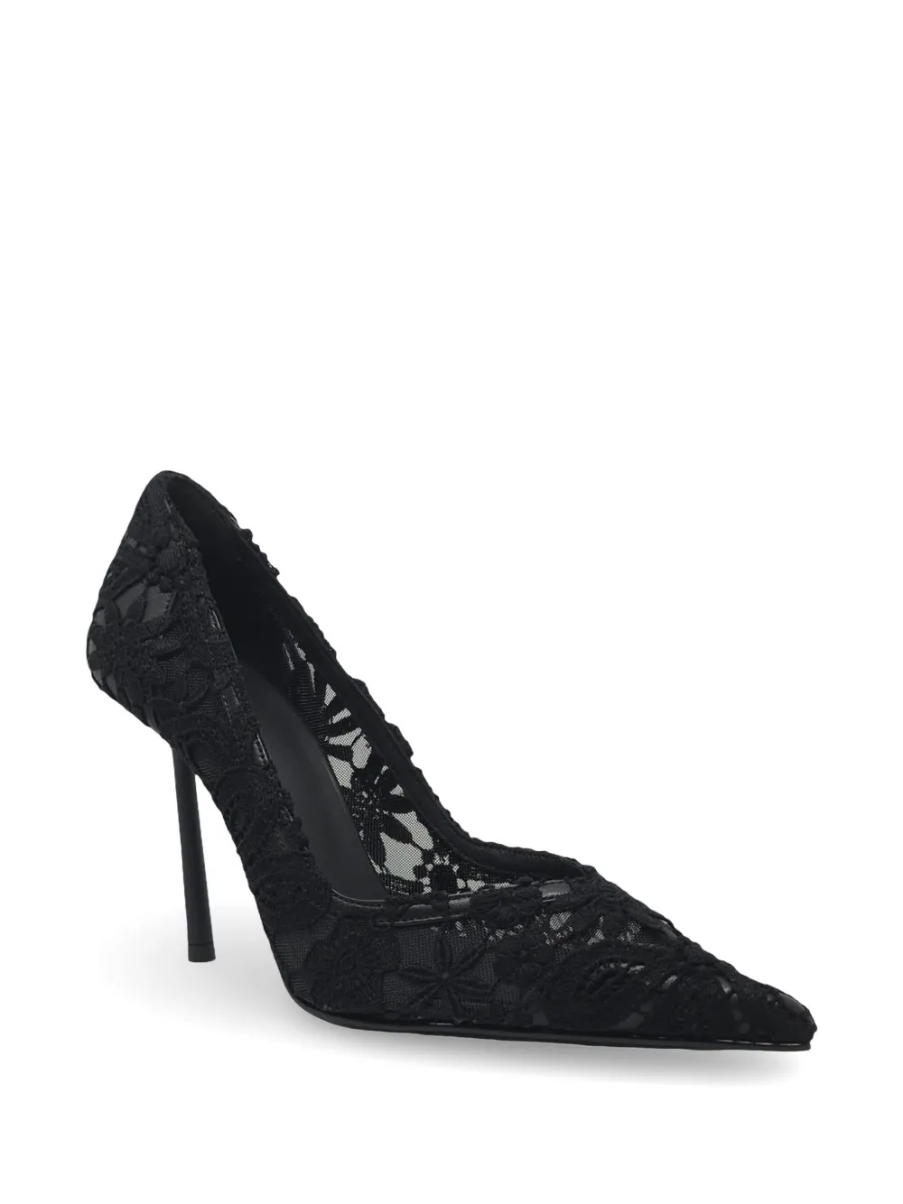Le Silla Pumps met bloemenkant en hak Zwart