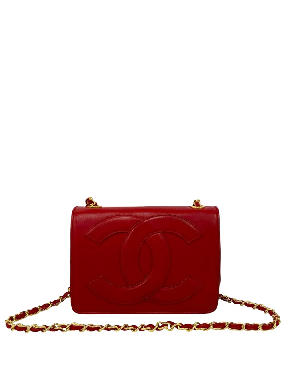 CHANEL Pre-Owned 1986-1988 CC Lambskin Full Flap crossbody bag - Rosso