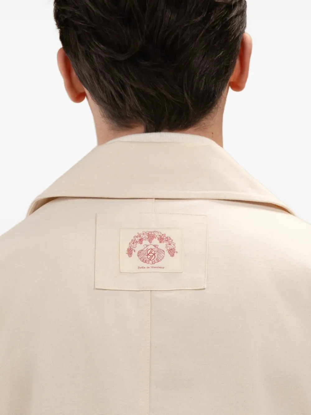 Drôle De Monsieur Button-down katoenen jack met zakdetail Beige
