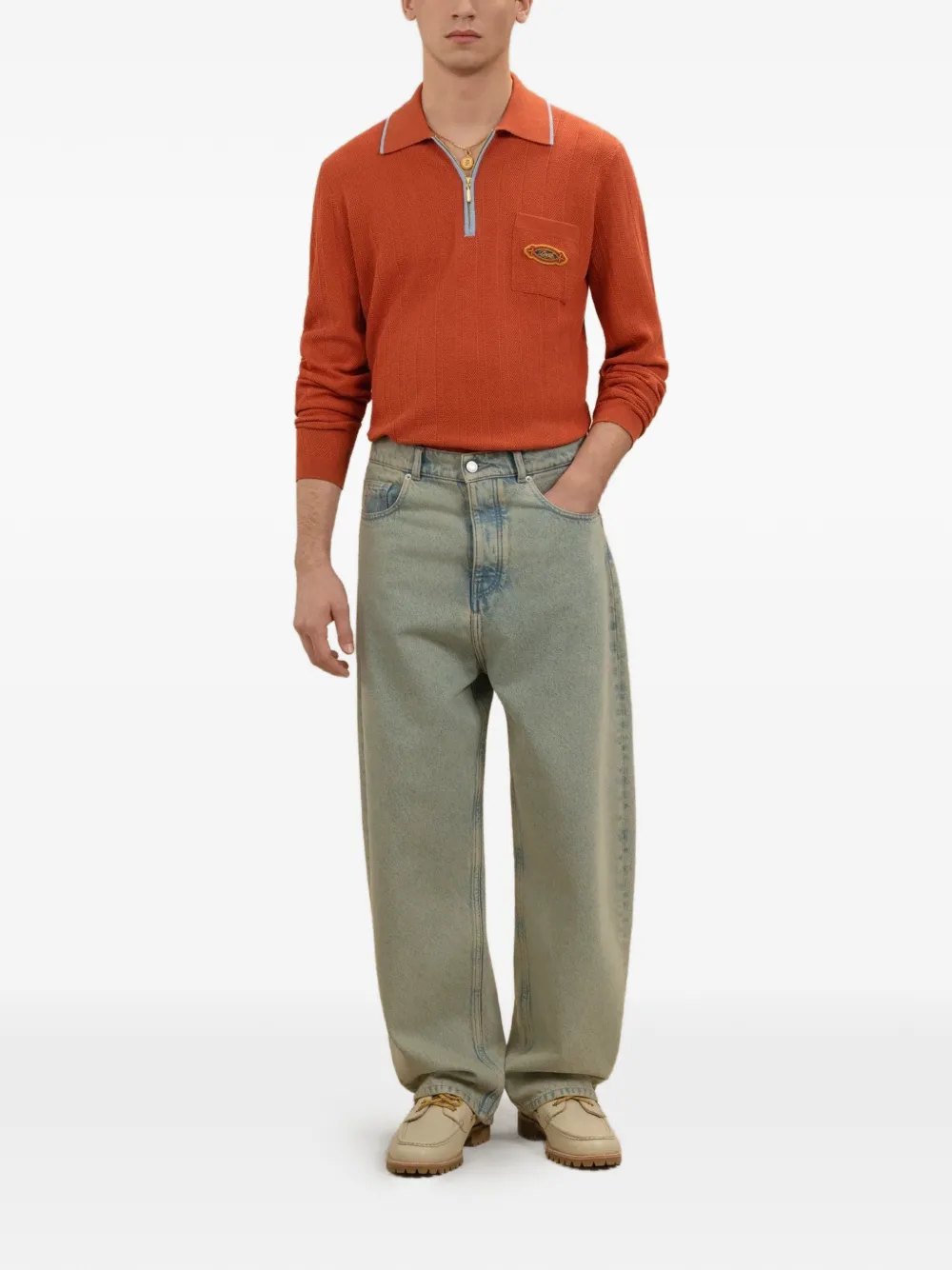 Drôle De Monsieur Poloshirt met zakdetail Oranje