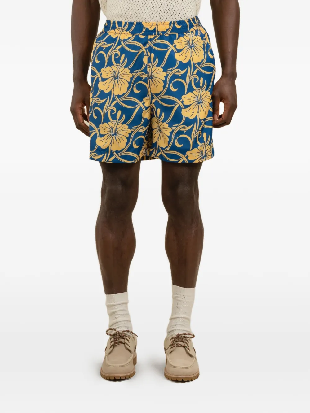 Drôle De Monsieur Hibiscus shorts met bloemen Blauw