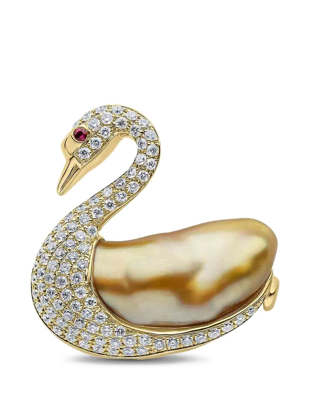 Yoko London 18ct Yg Gold Keshi Dia Brooch 93d:0.44ct