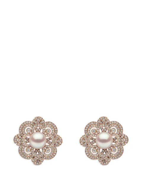 Yoko London Classic akoya pearl diamond floral-motif earrings