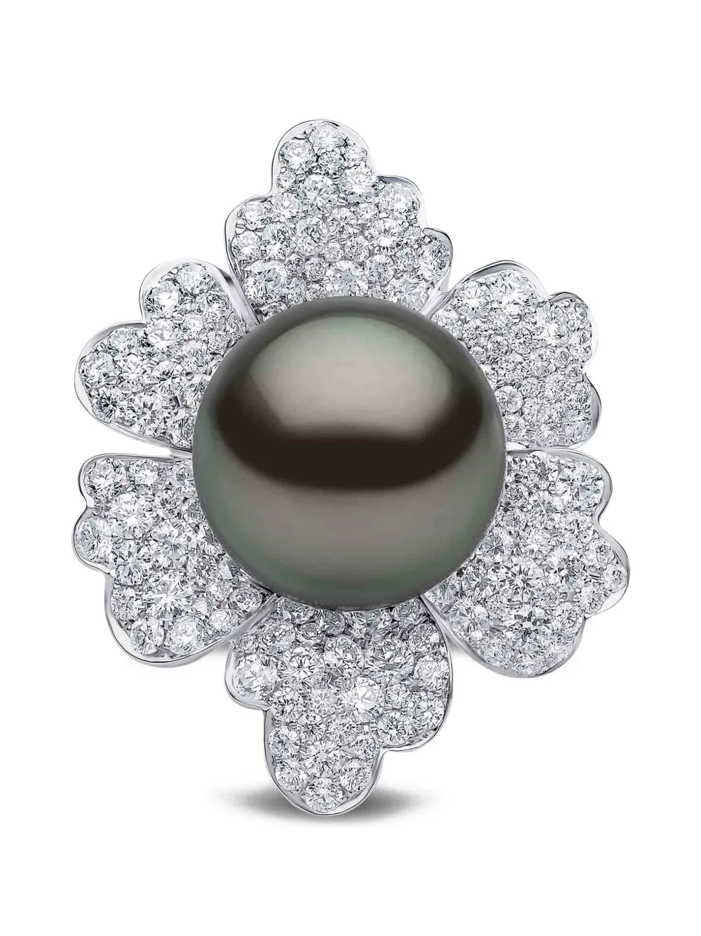 Yoko London Tahitian Pearl Diamond Flower Ring - Argento