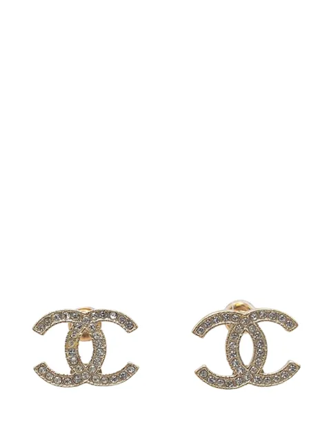 CHANEL Pre-Owned 2013 CC Gold Plated Rhinestones Push Back Earrings costume earrings