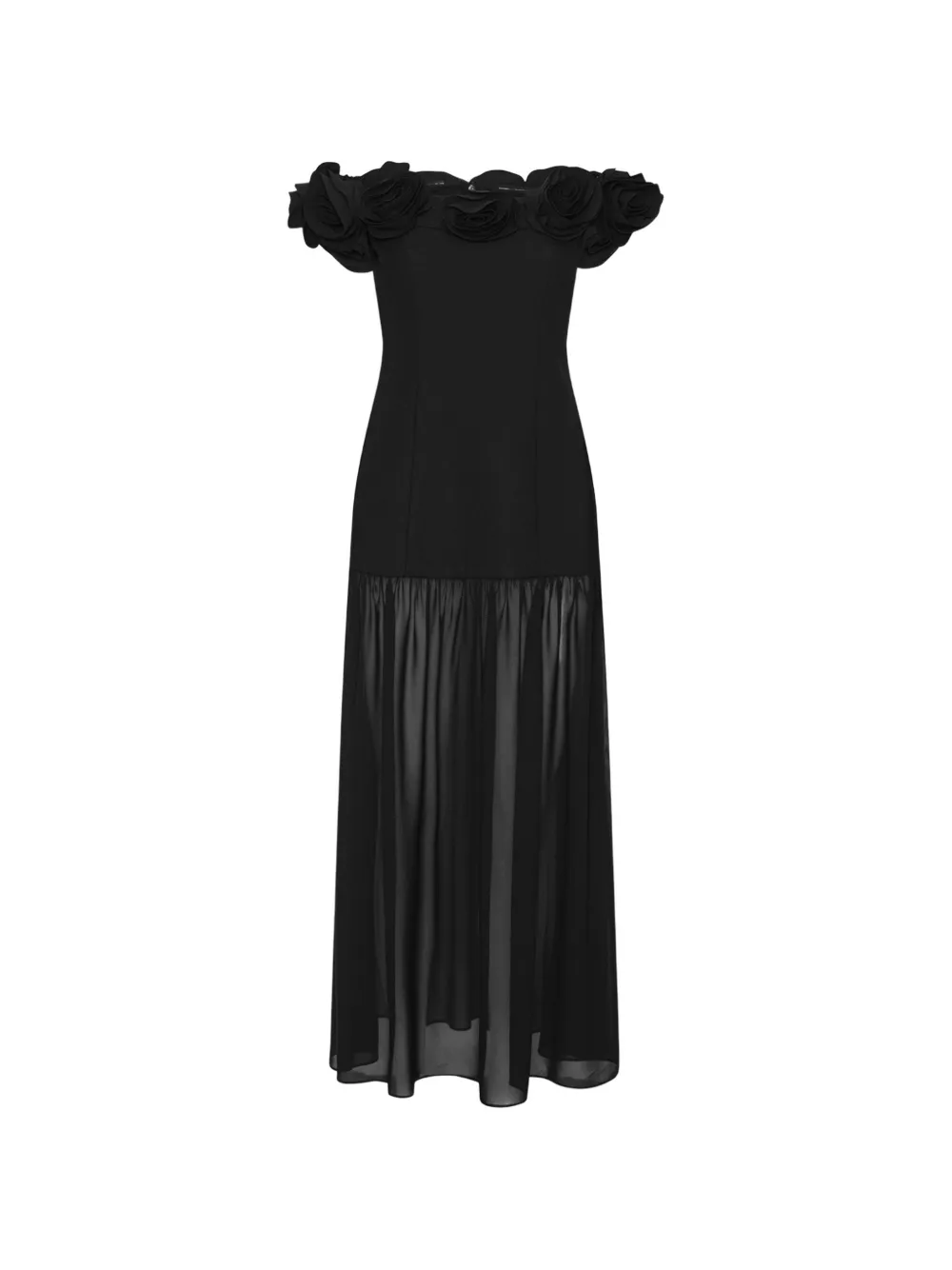 ROTATE BIRGER CHRISTENSEN crepe flower maxi dress black - Nero