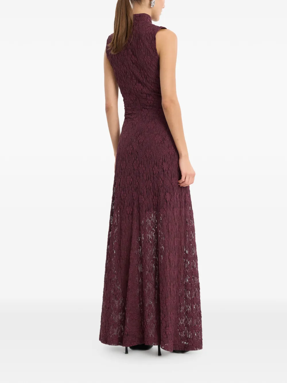 ROTATE BIRGER CHRISTENSEN Flared maxi-jurk met kant Rood