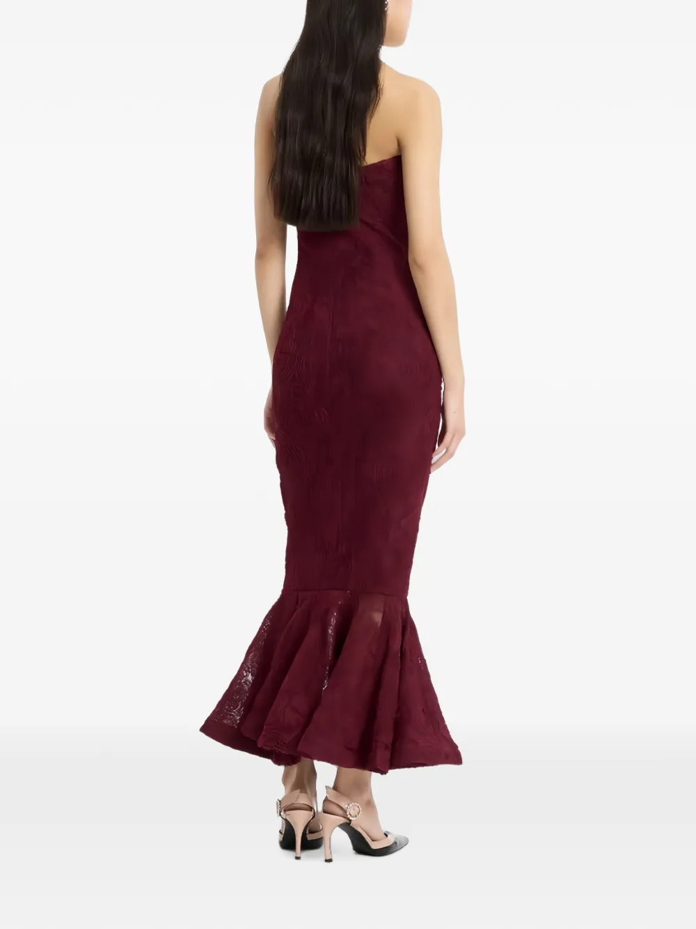 ROTATE BIRGER CHRISTENSEN Mesh jurk met bloemen en ruches Rood