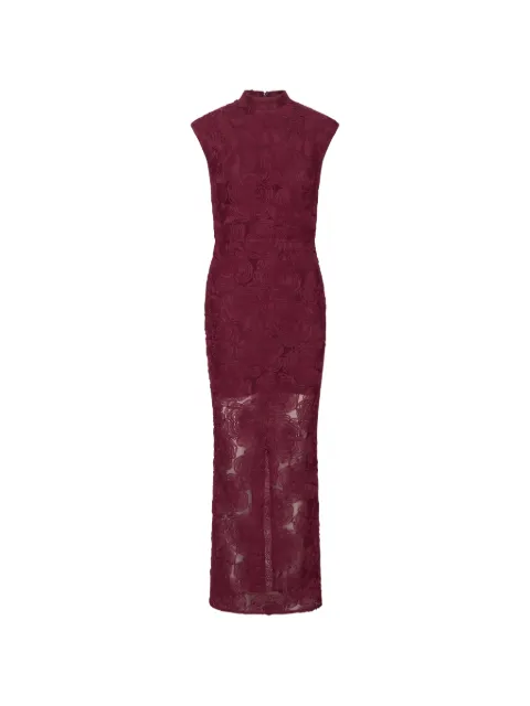 ROTATE BIRGER CHRISTENSEN flower mesh maxi dress bordeaux
