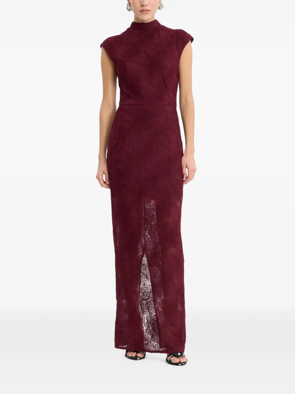 ROTATE BIRGER CHRISTENSEN Mesh maxi-jurk met bloemen Rood