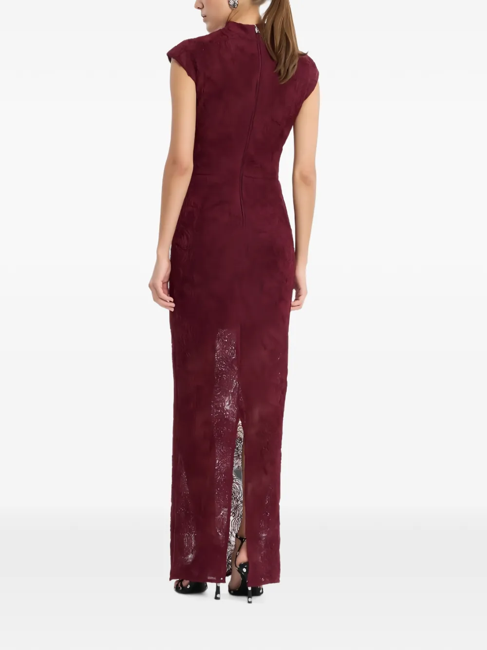 ROTATE BIRGER CHRISTENSEN Mesh maxi-jurk met bloemen Rood