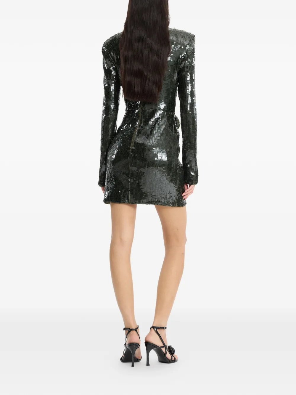 ROTATE BIRGER CHRISTENSEN Mini-jurk met pailletten en lange mouwen Groen