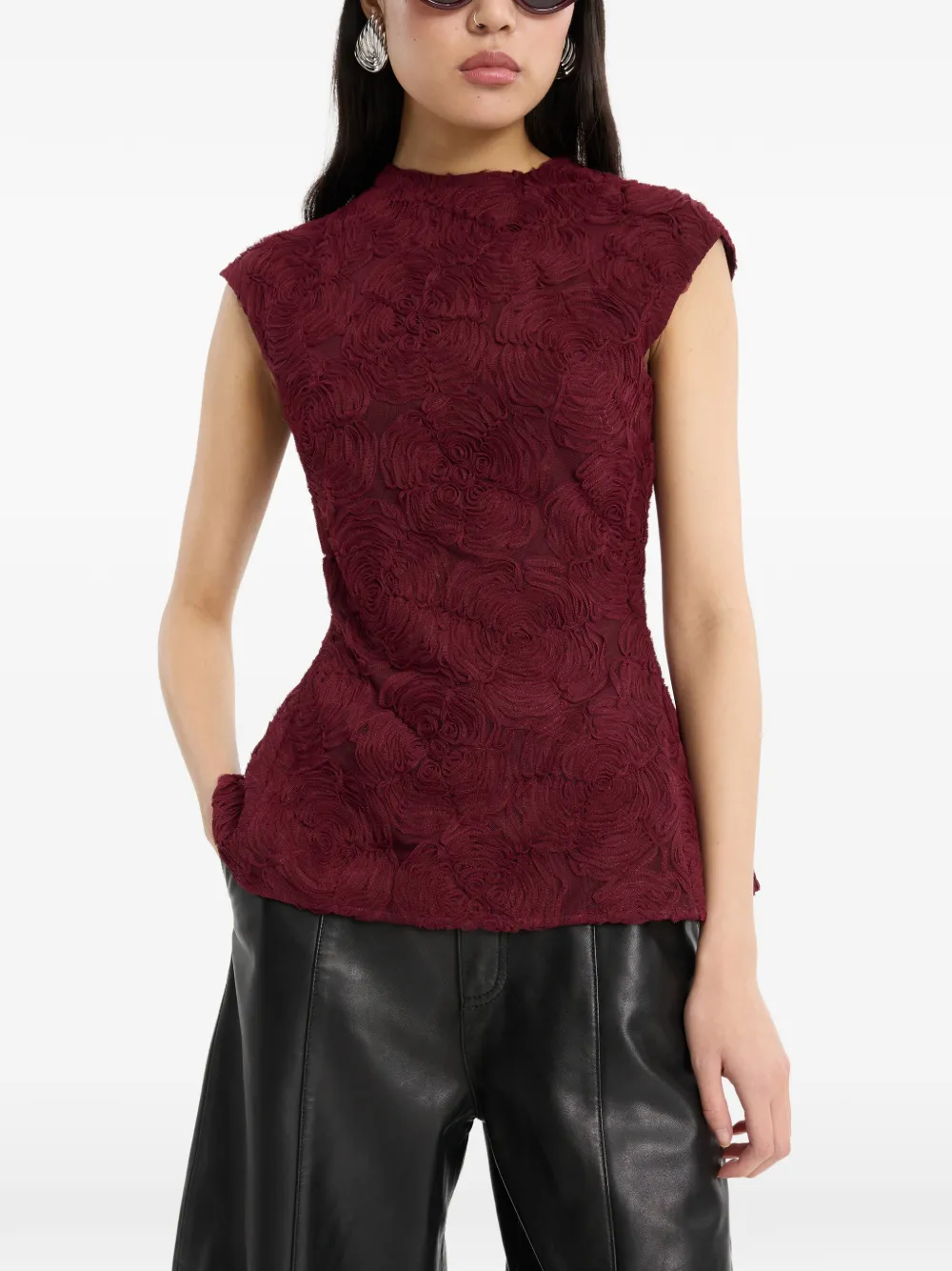 ROTATE BIRGER CHRISTENSEN Top met bloemenprint en peplum afwerking Rood