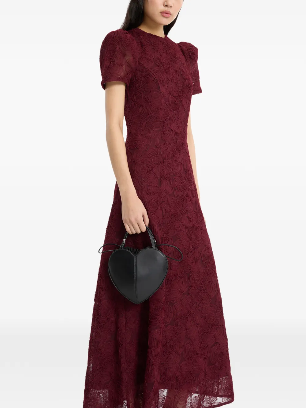 ROTATE BIRGER CHRISTENSEN Flared jurk met bloemen en mesh Rood
