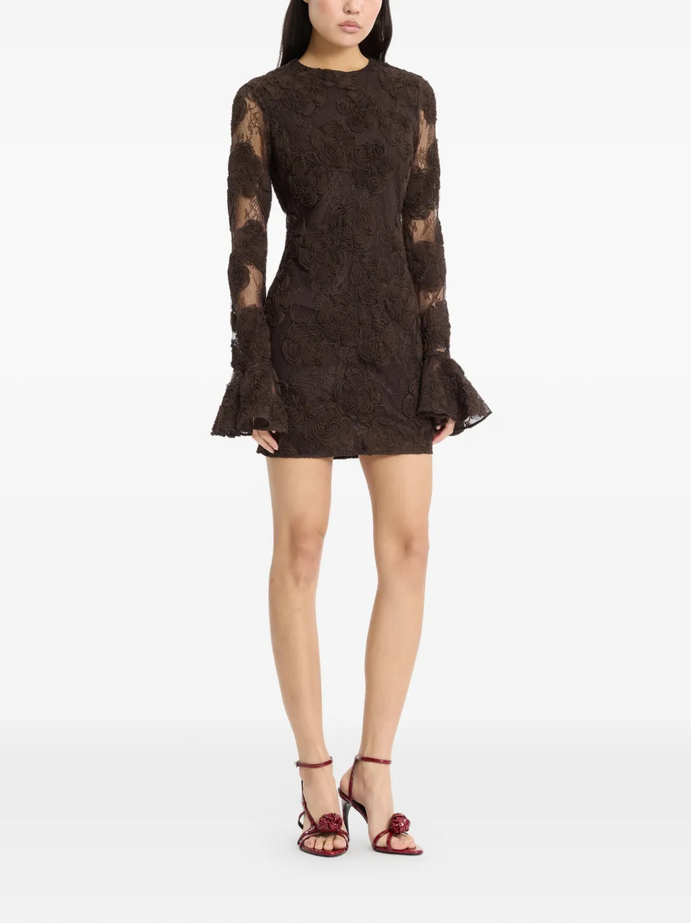 ROTATE BIRGER CHRISTENSEN Mini-jurk met bloemenprint Bruin