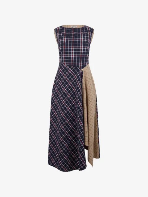 Barbour vestido asimétrico con motivo de cuadros