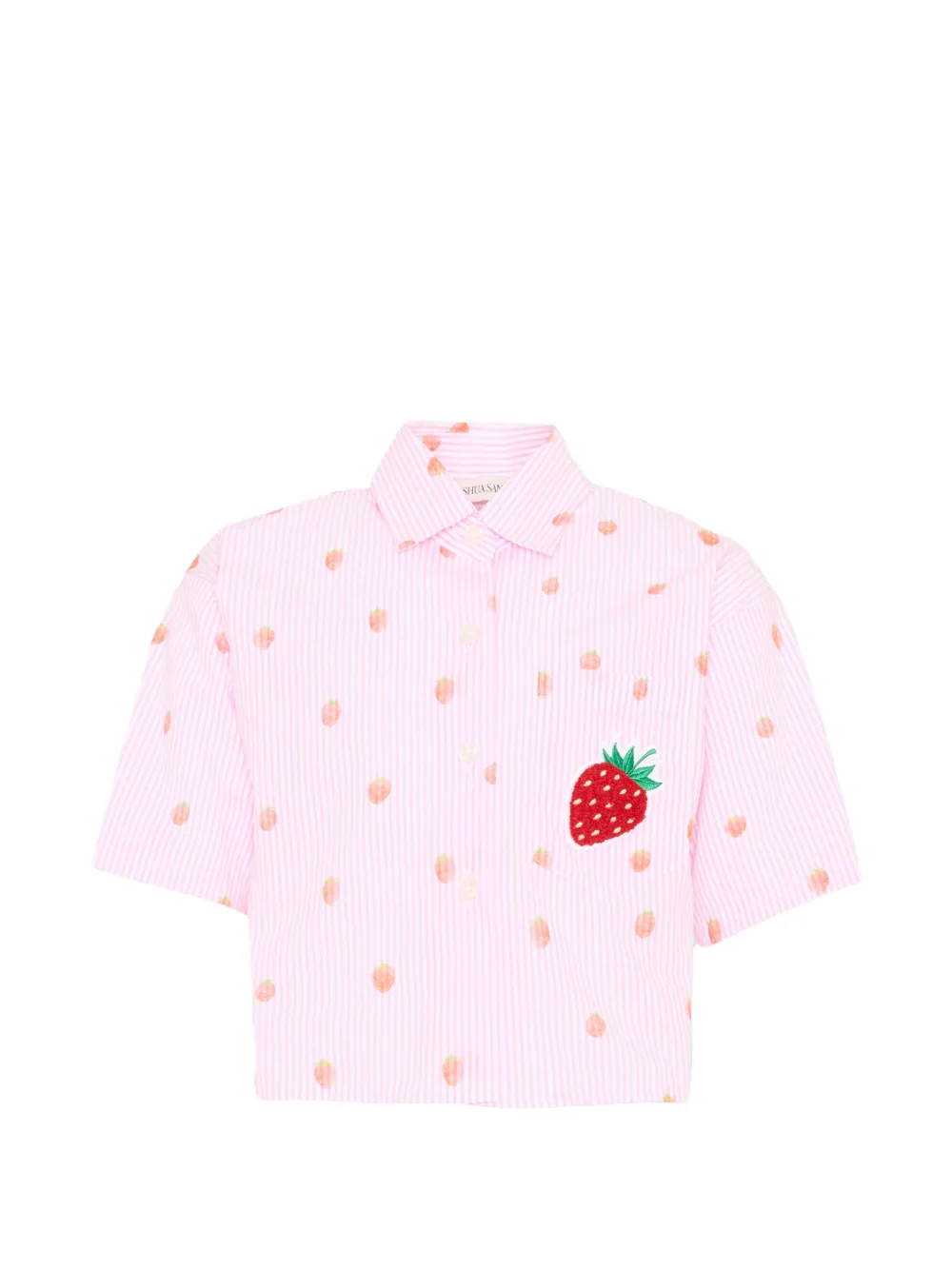 Joshua Sanders Kids strawberry striped shirt - Rosa