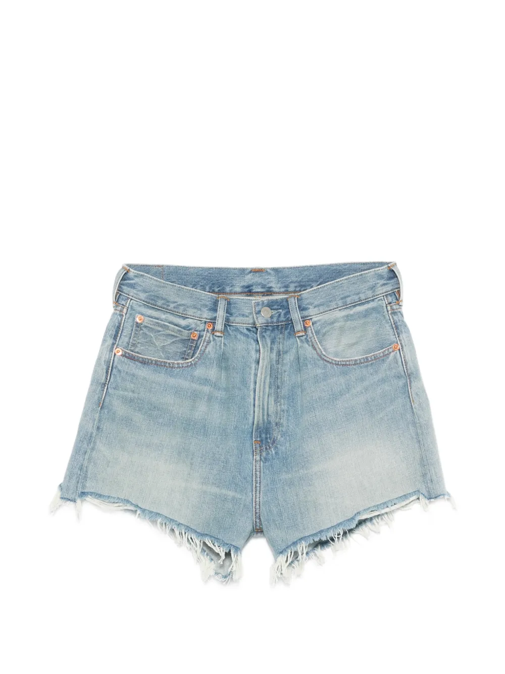Denimist Brooke faded-wash frayed shorts - Blu