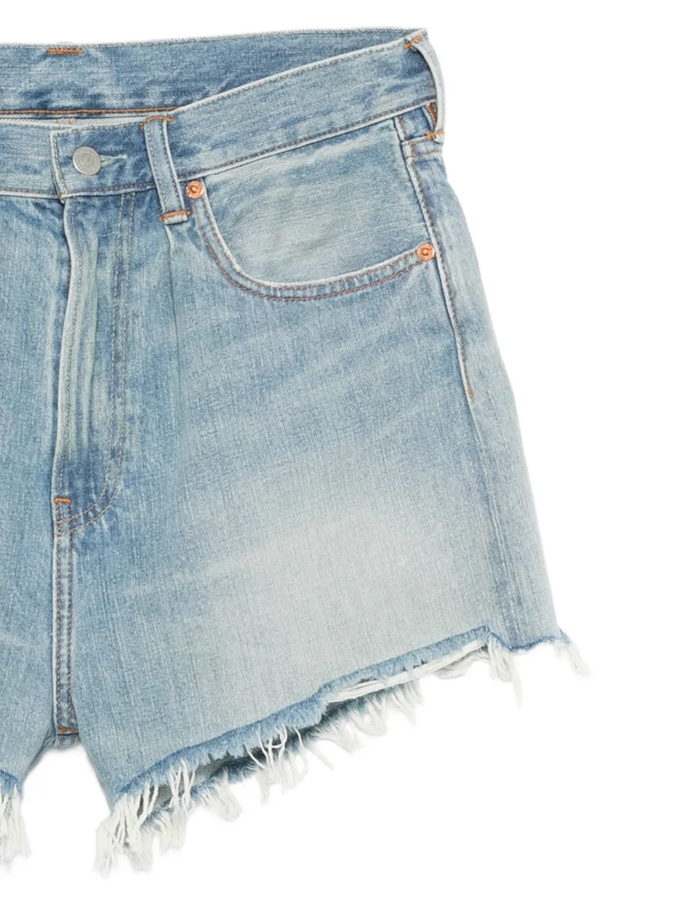 Denimist Brooke shorts met vervaagd effect en franje Blauw