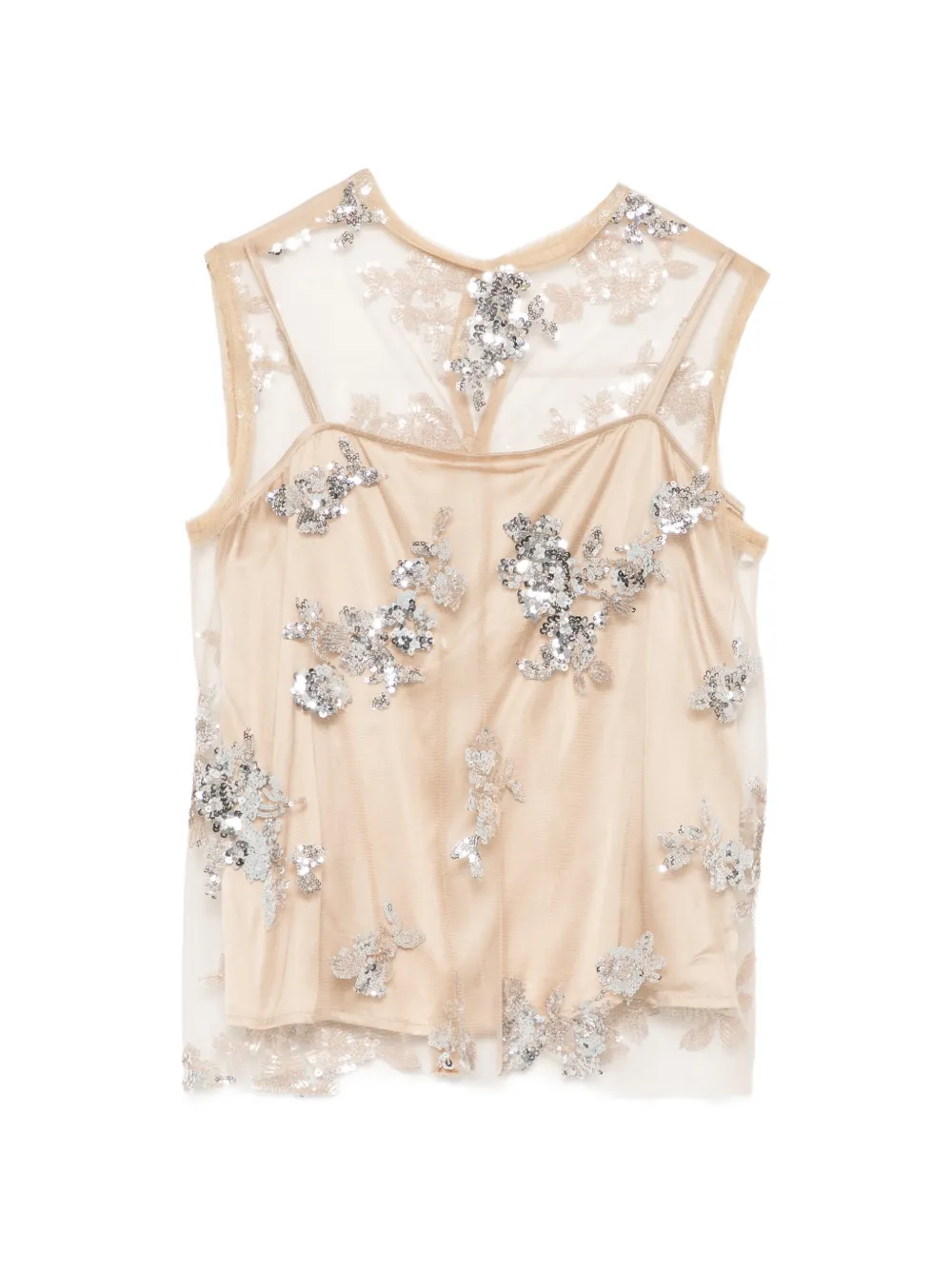 Ottod'Ame floral-sequin blouse - Toni neutri