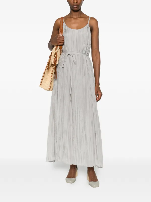 grey plisse dress Ever New drop hem asymmetric Plisse Maxi Dress in Silver ombre-Navy