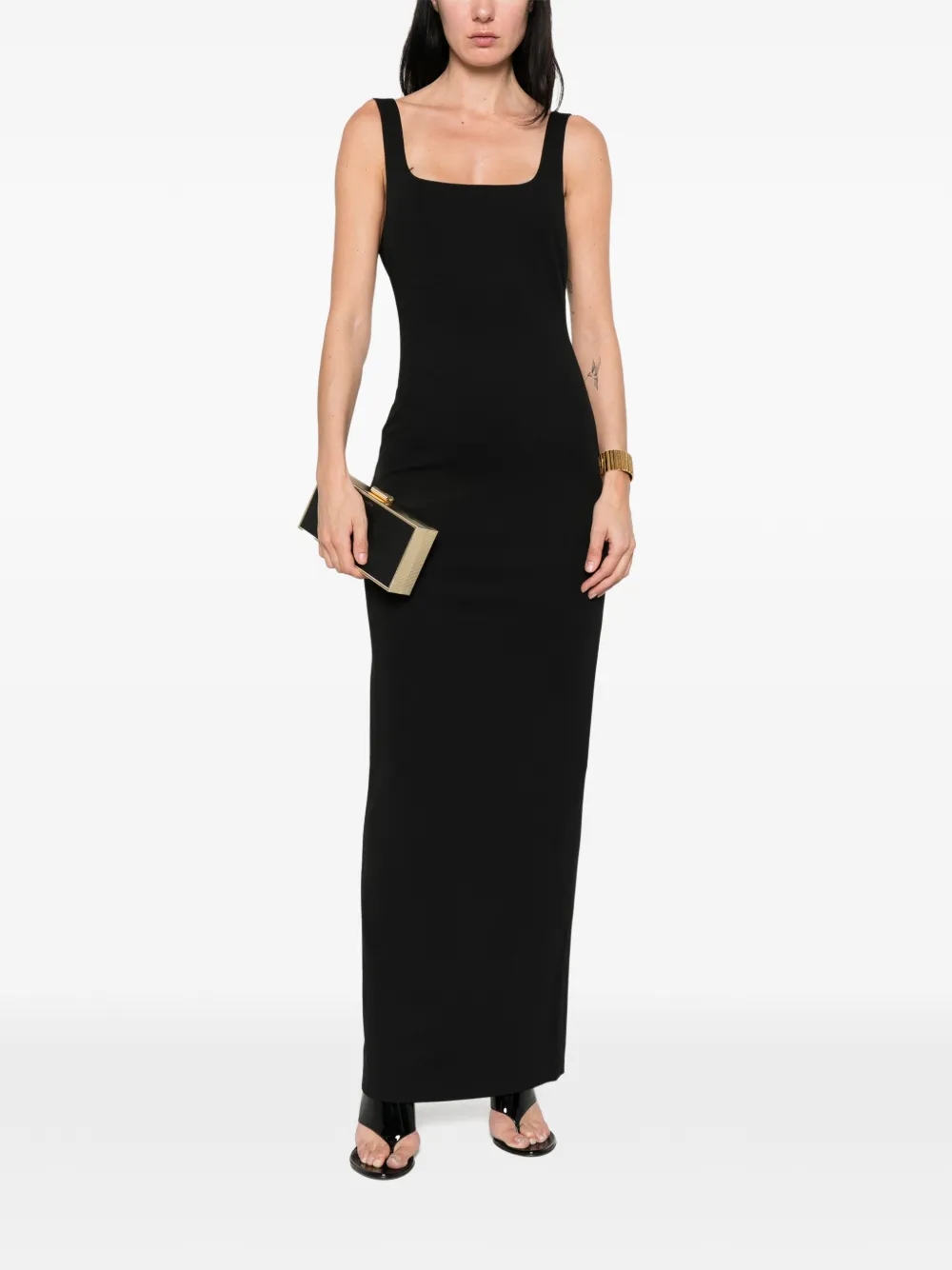 Solace London Aneila maxi-jurk met vierkante hals Zwart