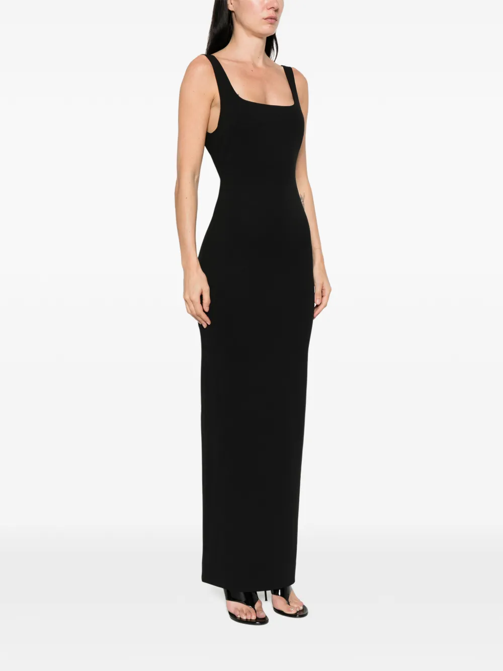 Solace London Aneila maxi-jurk met vierkante hals Zwart
