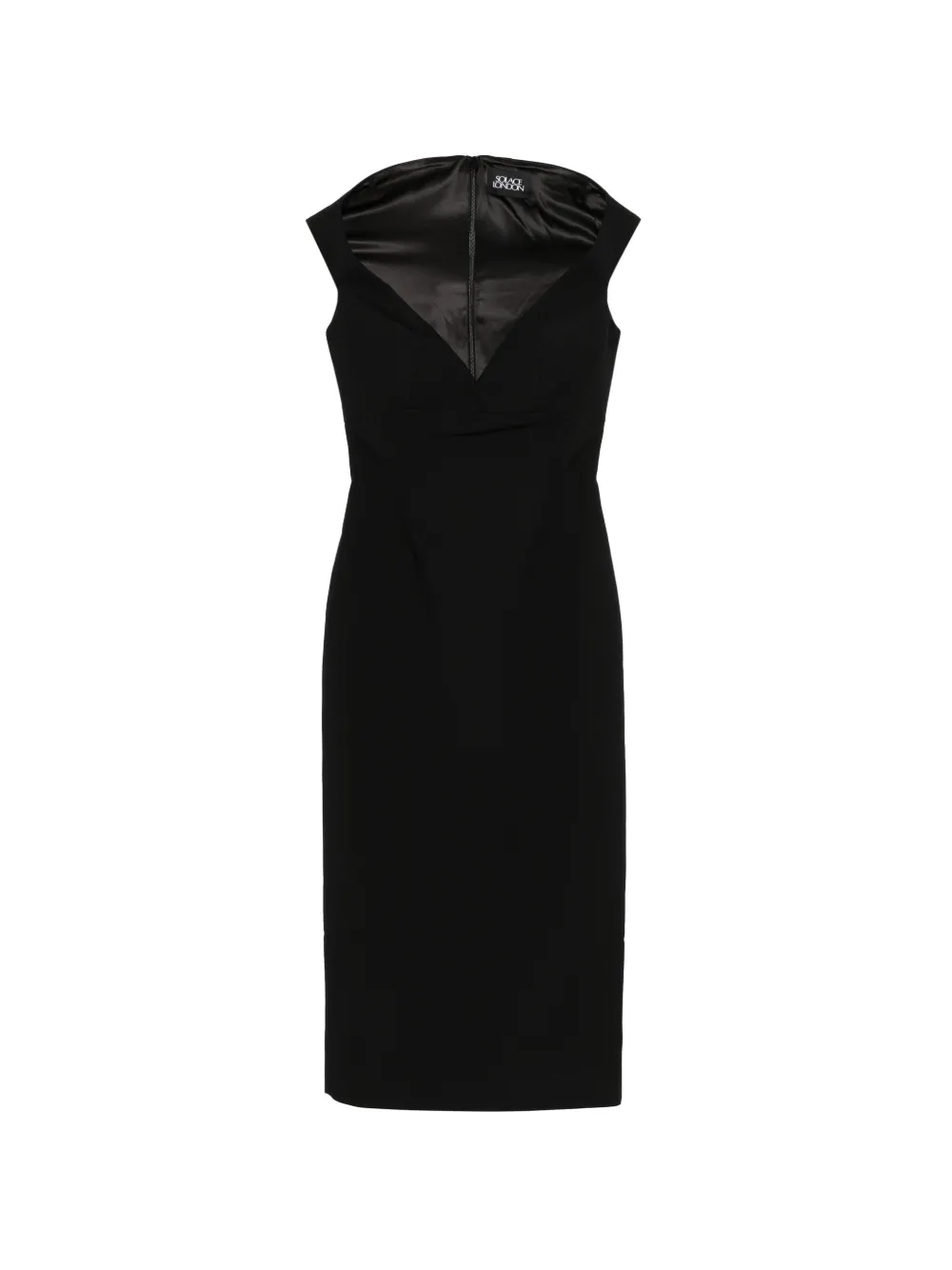 Solace London Monica V-neck midi dress - Nero