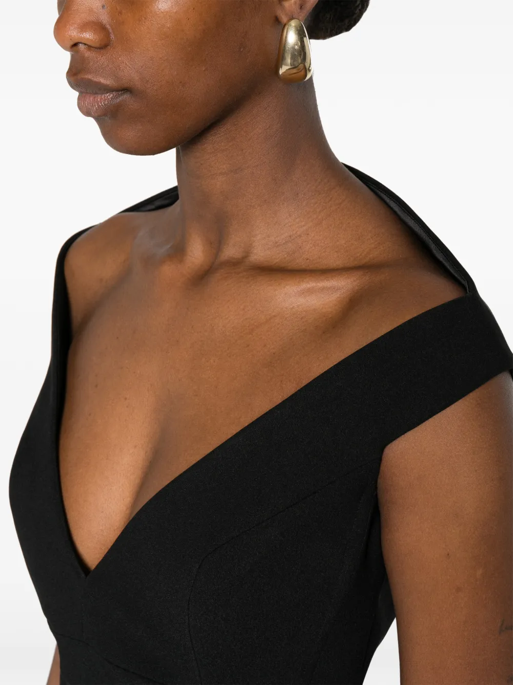 Solace London Monica midi-jurk met V-hals Zwart