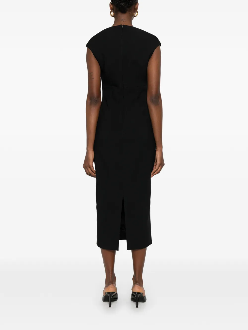 Solace London Monica midi-jurk met V-hals Zwart